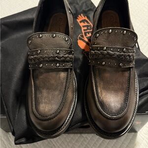 Freebird “Myla” Women's Leather Loafers in Black Distressed Leather NEW Size 9